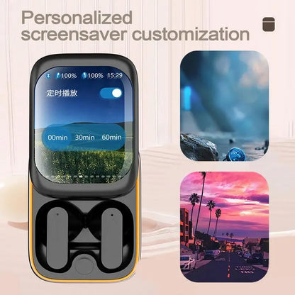 Smart LED Touch Screen Slider Wireless Blue tooth Headset Color Screen Display Noise Reduction Game Mode Switches - Merit Sell