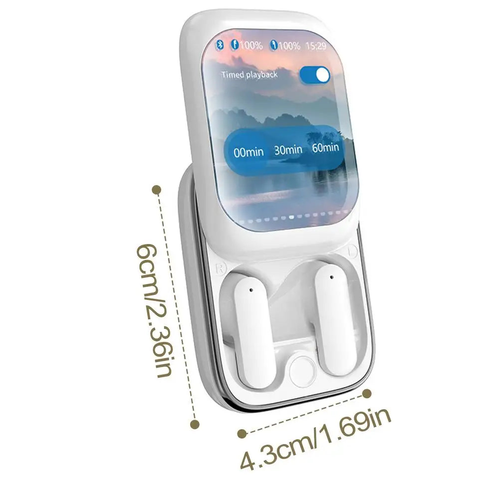 Smart LED Touch Screen Slider Wireless Blue tooth Headset Color Screen Display Noise Reduction Game Mode Switches - Merit Sell