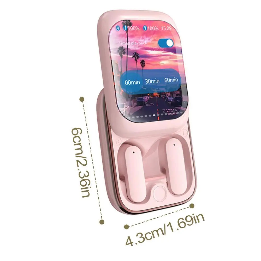 Smart LED Touch Screen Slider Wireless Blue tooth Headset Color Screen Display Noise Reduction Game Mode Switches - Merit Sell