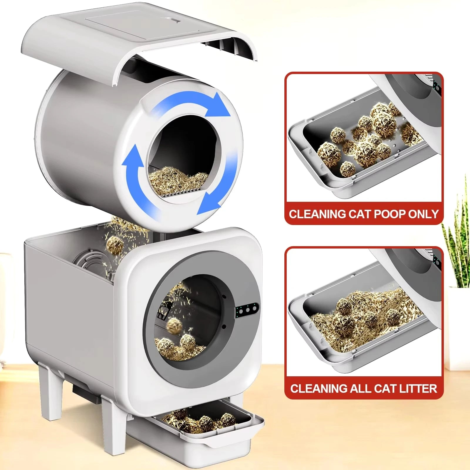 Smart Self-Cleaning Cat Litter Box Odor-Removal Design Hands-Free Cleanup Cat Toilet 75L Automatic WiFi APP Control - Merit Sell