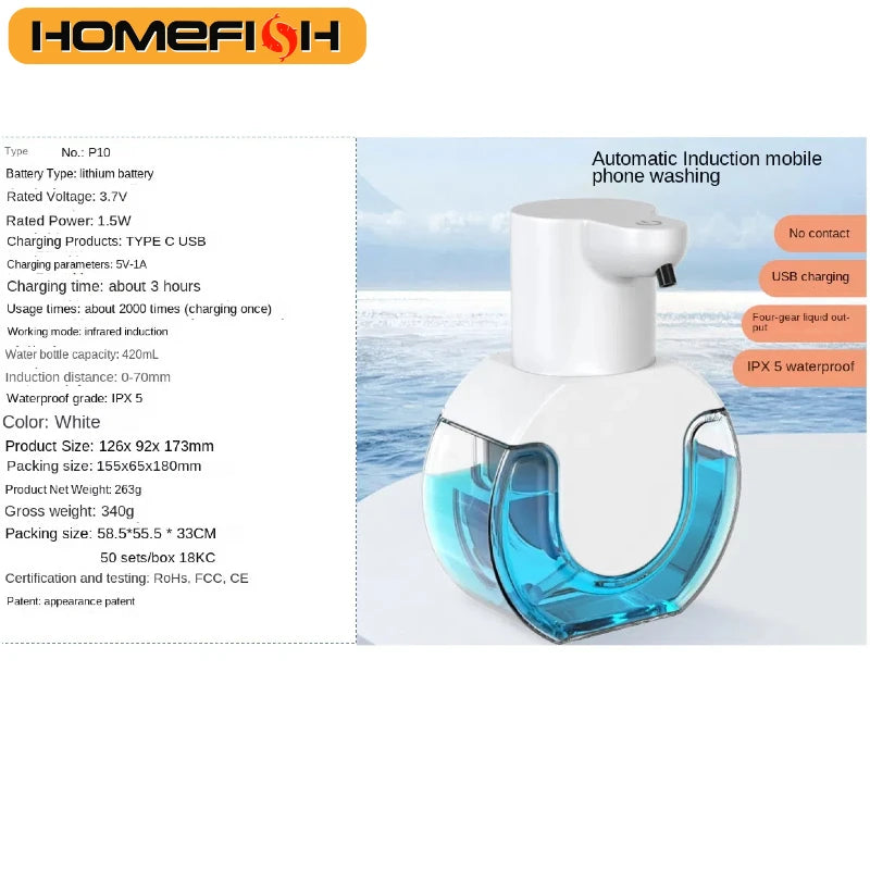 Smart Soap Dispenser 420ml Touchless Motion Sensor Washing Hand Device Wall-Mounted Liquid Soap Dispenser Liquid/Foam Model - Merit Sell