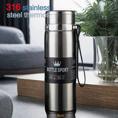 Spot 316 stainless steel thermos large capacity rope lifting sling pot outdoor portable vacuum sports kettle business - Merit Sell