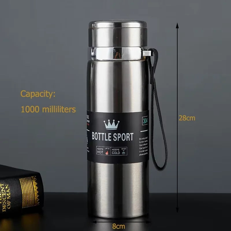 Spot 316 stainless steel thermos large capacity rope lifting sling pot outdoor portable vacuum sports kettle business - Merit Sell