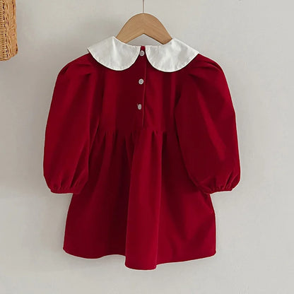 Spring Autumn Kids Baby Girls Long Sleeve Sweet Solid Color Princess Dress New Kids Baby Girls Dress Children Clothes Dress - Merit Sell