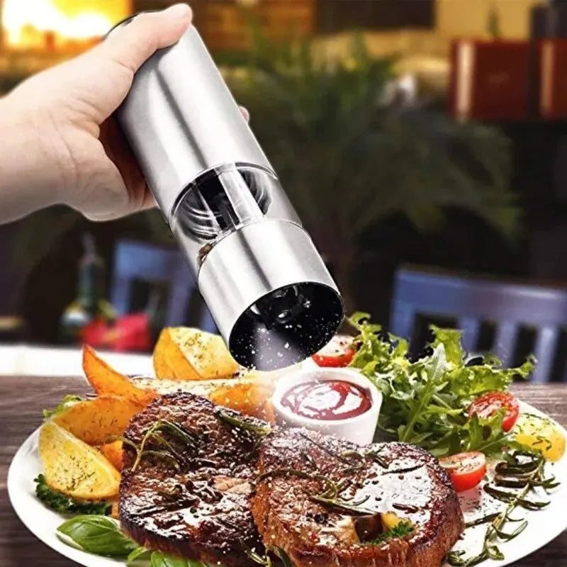 Stainless Steel Electric Pepper Grinder Spices Sea Salt Kitchen Outdoor Barbecue Seasoning Coarser Adjustment Cooking Tools - Merit Sell