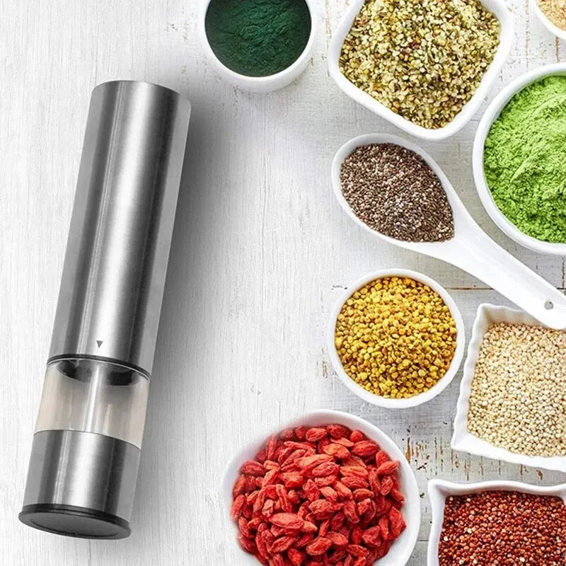 Stainless Steel Electric Pepper Grinder Spices Sea Salt Kitchen Outdoor Barbecue Seasoning Coarser Adjustment Cooking Tools - Merit Sell