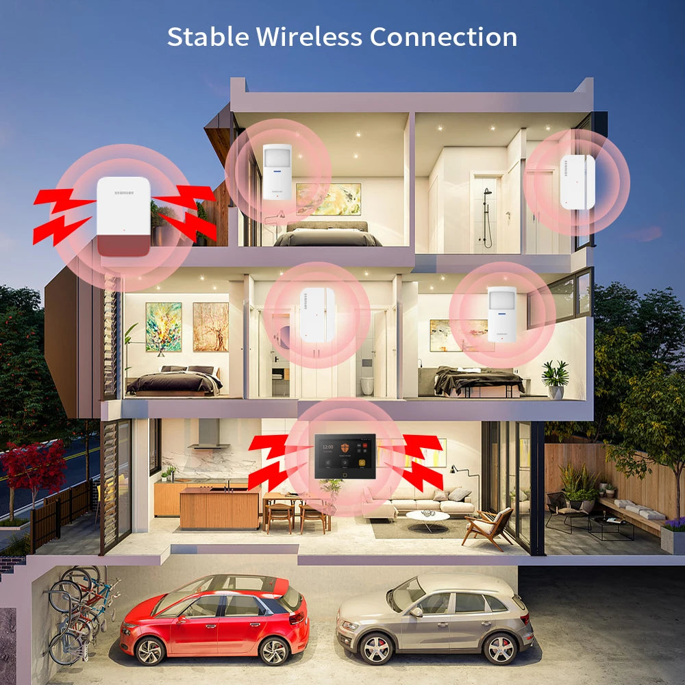 Staniot LoRa Version 7 inch Security Alarm System WiFi 4G Tuya Smart Home Burglar Kit 500m Transmission Distance Built-in Siren - Merit Sell