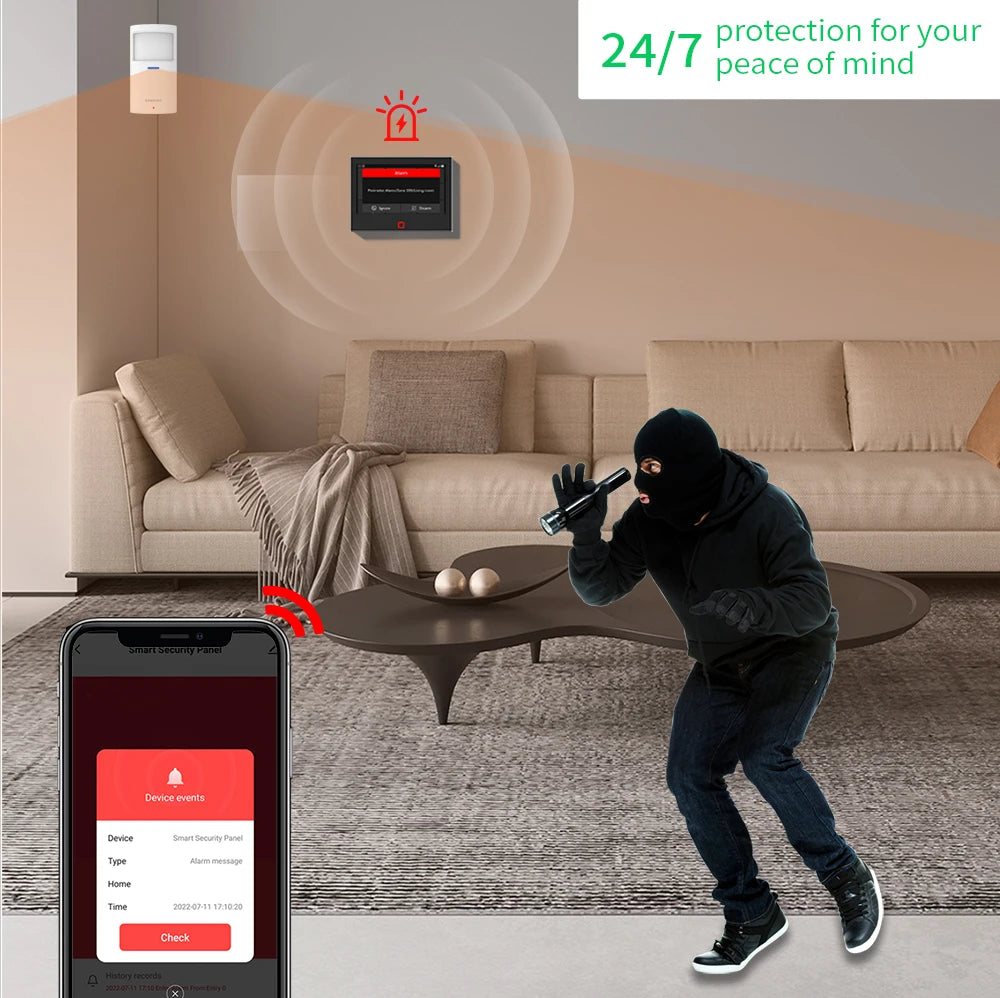 Staniot LoRa Version 7 inch Security Alarm System WiFi 4G Tuya Smart Home Burglar Kit 500m Transmission Distance Built-in Siren - Merit Sell