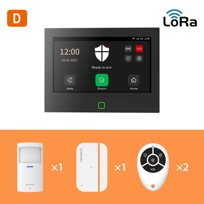 Staniot LoRa Version 7 inch Security Alarm System WiFi 4G Tuya Smart Home Burglar Kit 500m Transmission Distance Built-in Siren - Merit Sell