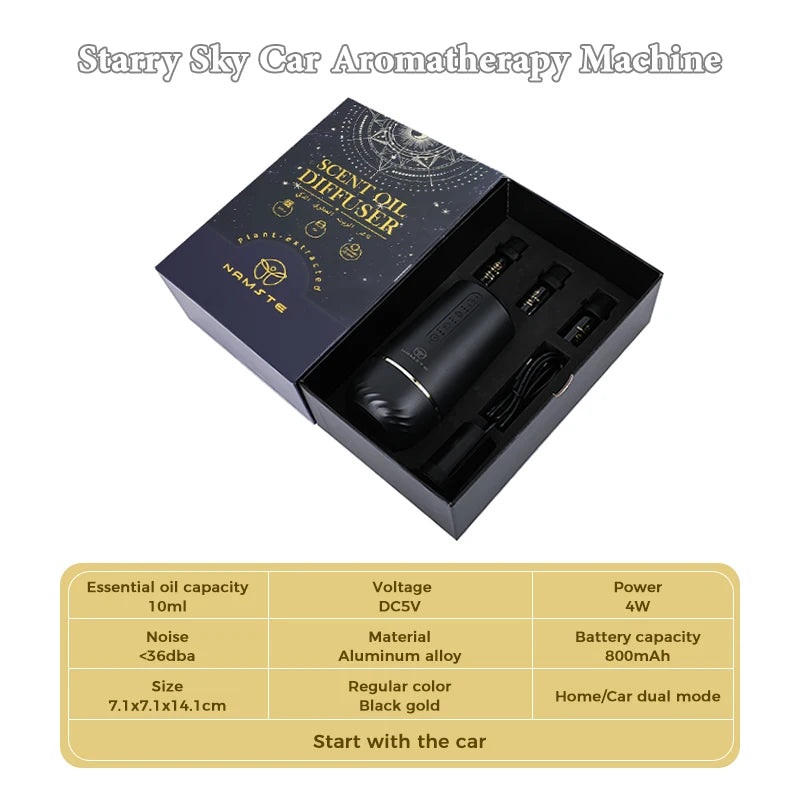 Starry Sky Top Car Air Freshener Perfume Aroma Diffuser Home Flavoring USB Charging Aluminum Alloy Three 5ML Essential Oil Gifts - Merit Sell