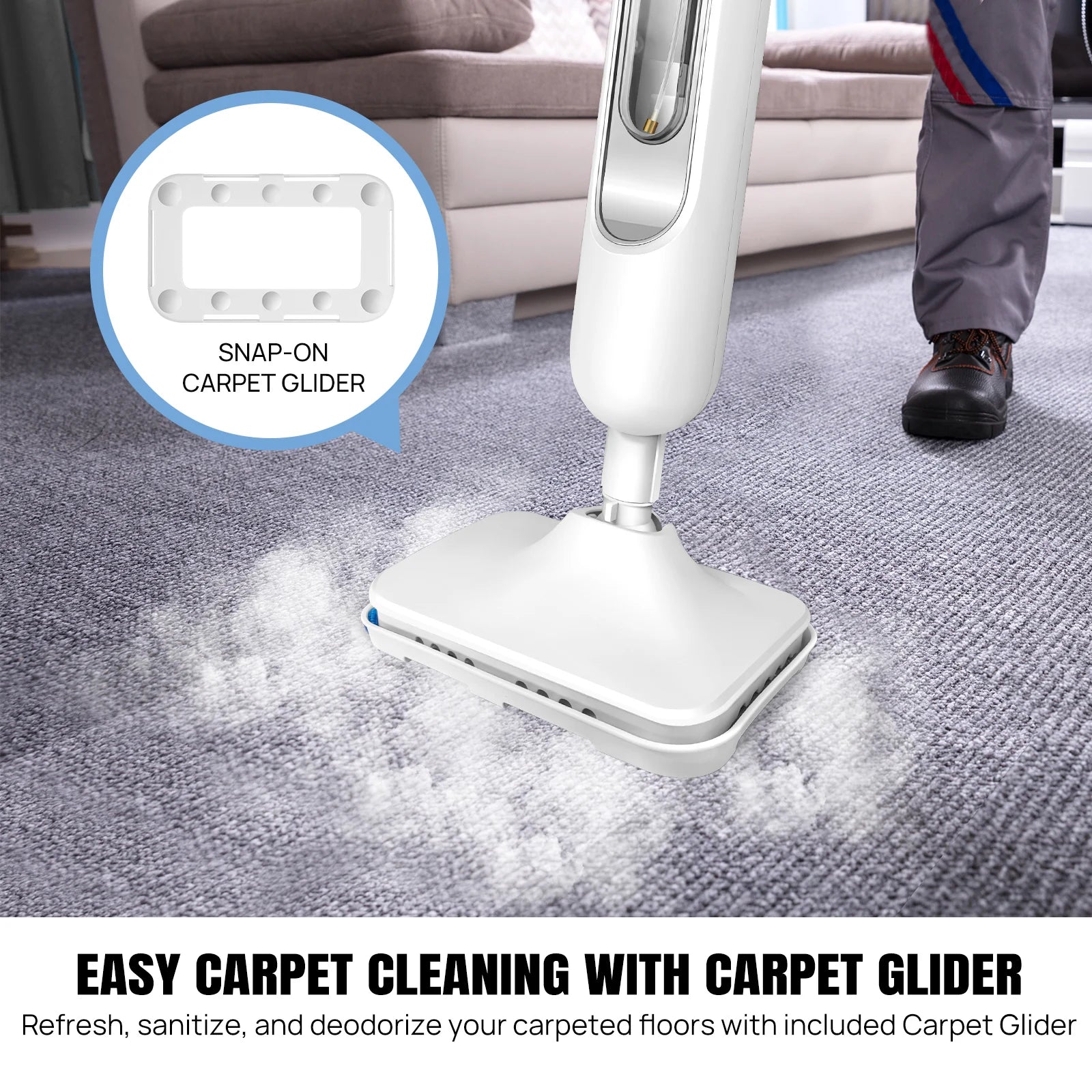 Steam Mop&Detachable Steam Cleaner,1500W Powerful Floor Steamer,Removes up to99.9%of Bacteria andViruses,for Carpet Clean,400ml - Merit Sell