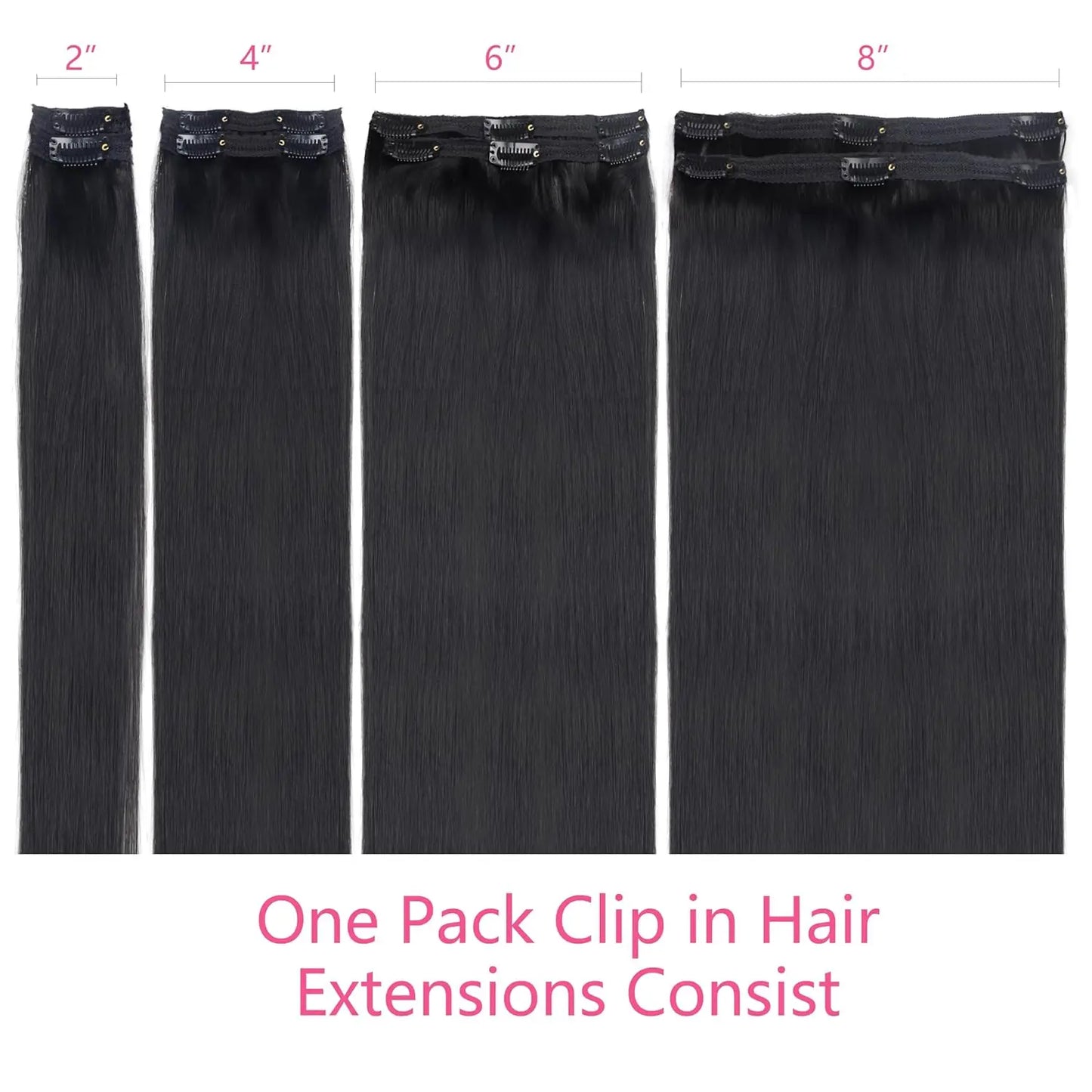 Straight Clip in Hair Extensions Real Human Hair 8Pcs Remy Human Hair Clip Natural Soft Human Hair 120g #1B Natural Black - Merit Sell