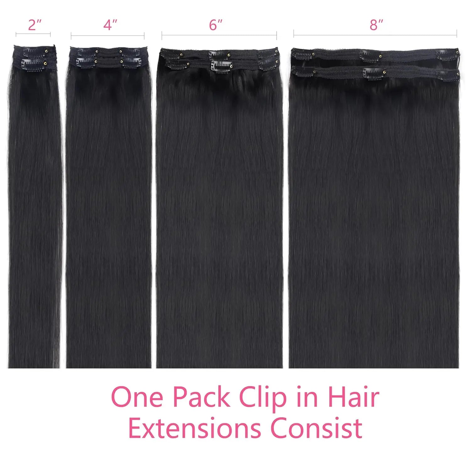 Straight Clip in Hair Extensions Real Human Hair 8Pcs Remy Human Hair Clip Natural Soft Human Hair 120g #1B Natural Black - Merit Sell