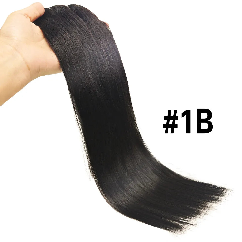 Straight Clip in Hair Extensions Real Human Hair 8Pcs Remy Human Hair Clip Natural Soft Human Hair 120g #1B Natural Black - Merit Sell