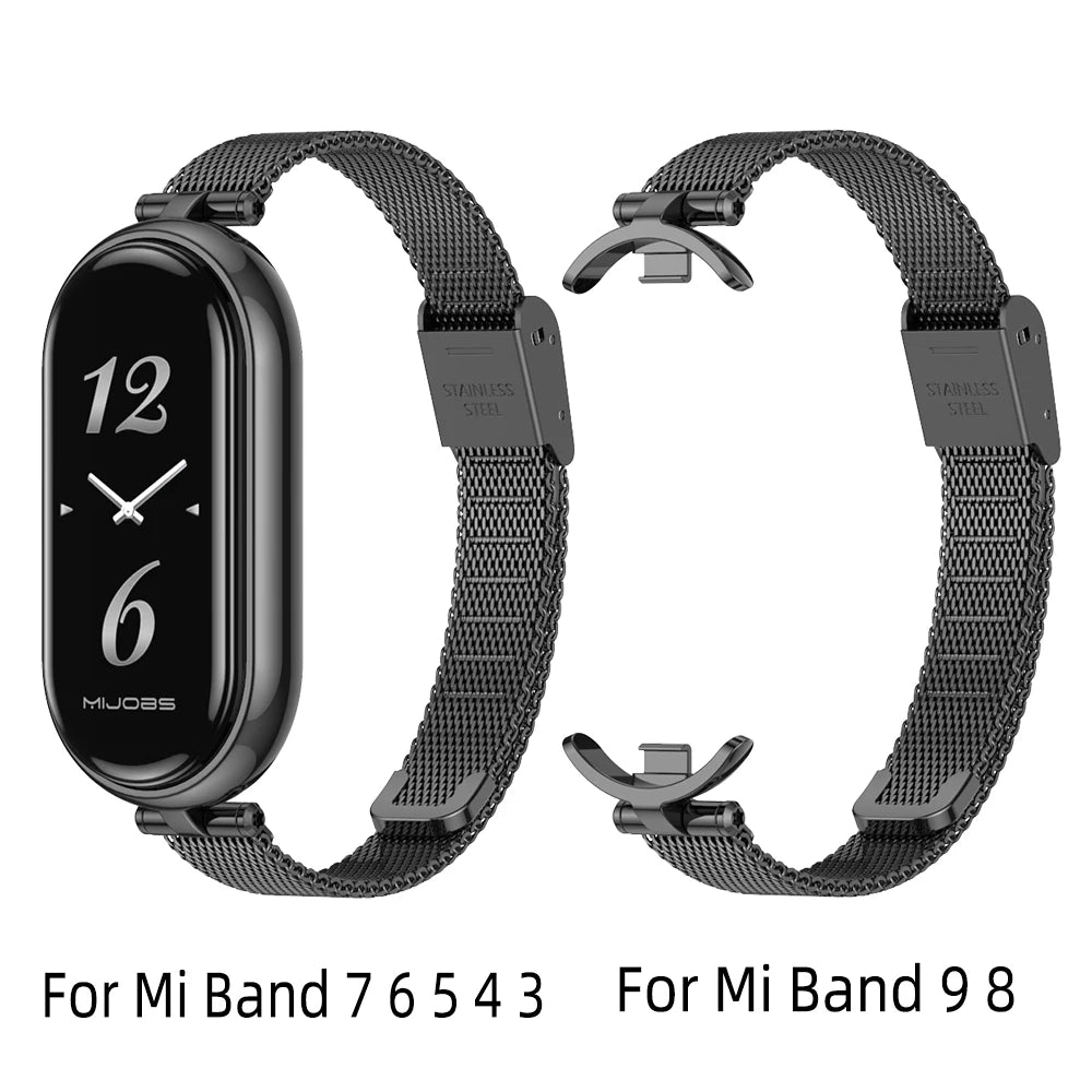 Strap for Mi Band 9 8 10 Bracelet for Xiaomi Smart Band 8 7 5 6 4 3 NFC Global Version Women Girls Metal Watch Band Wristband - Merit Sell