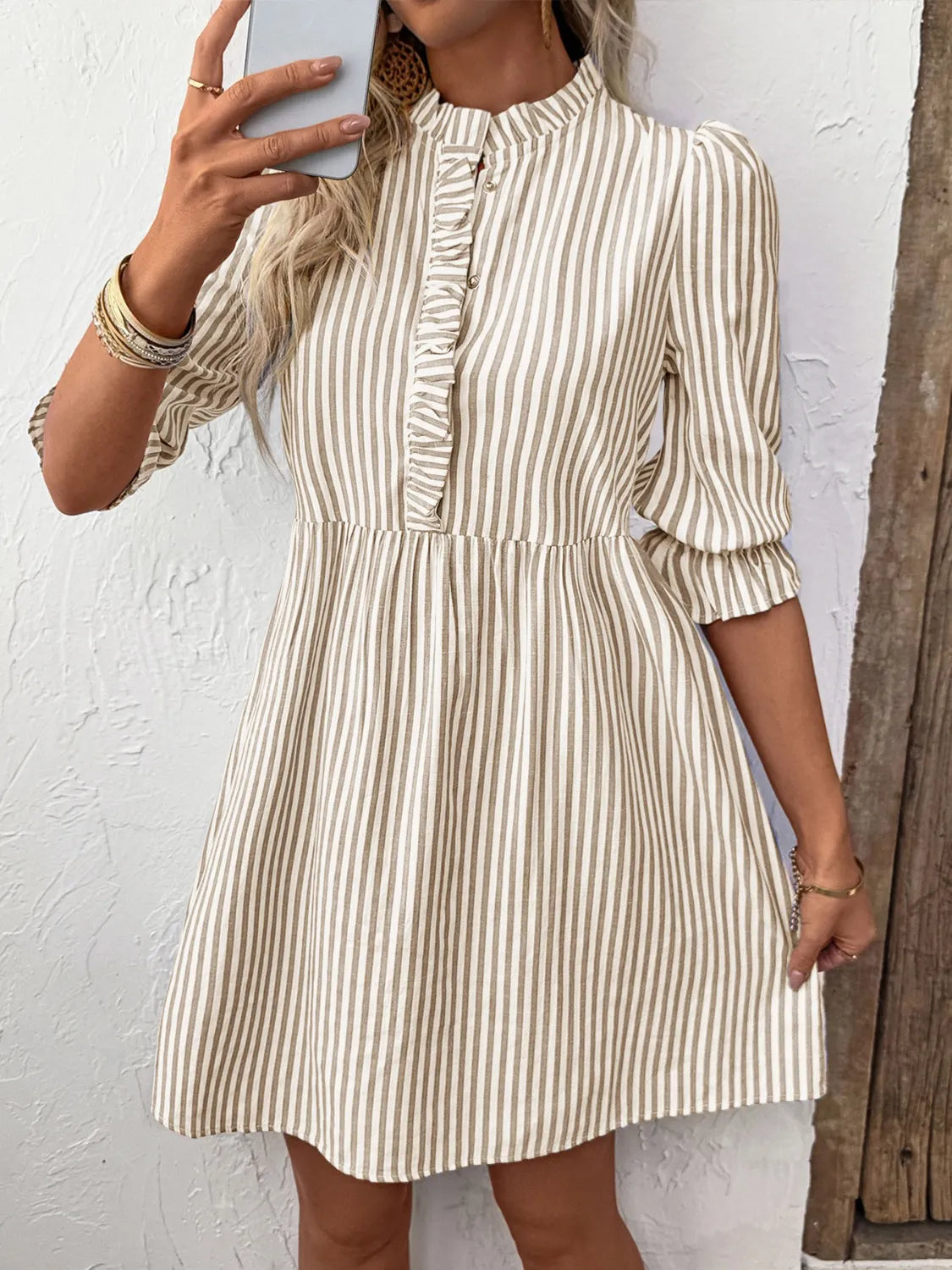 Striped Half Sleeve Dress - Merit Sell