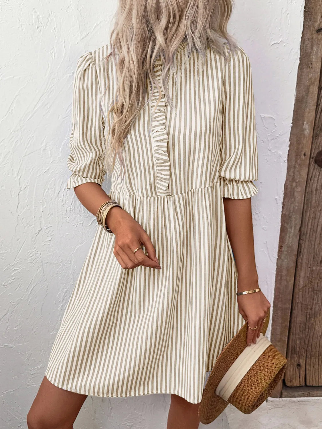 Striped Half Sleeve Dress - Merit Sell