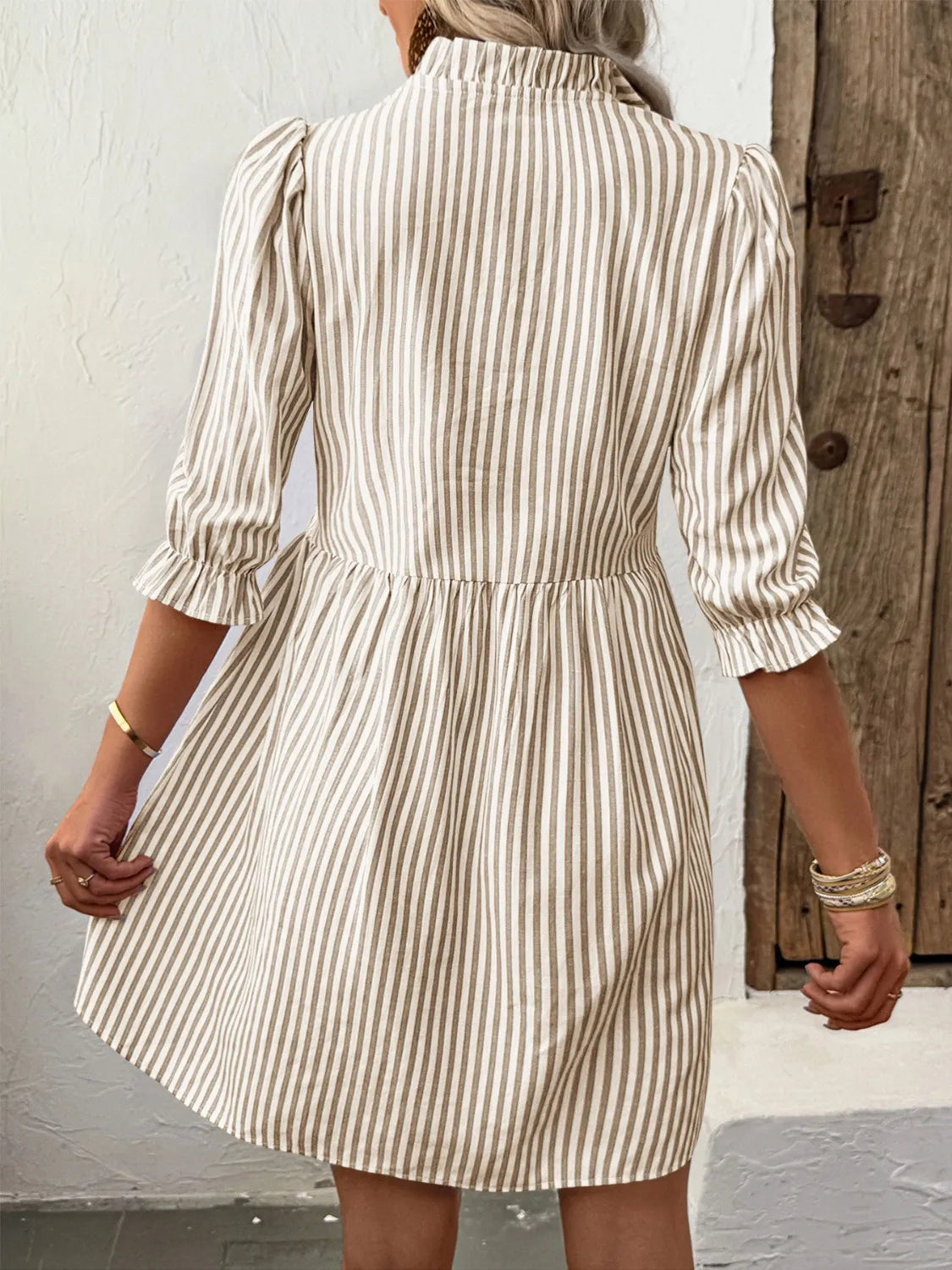 Striped Half Sleeve Dress - Merit Sell