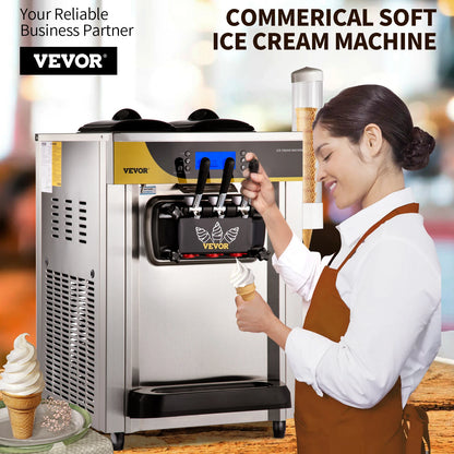 SucceBuy 22-30 L/H Soft Ice Cream Machines Commercial Tricolor Desktop Sweet Cone Freezing Equipment Vending Machine - Merit Sell
