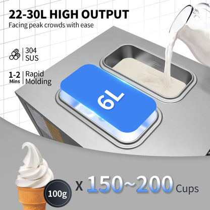 SucceBuy 22-30 L/H Soft Ice Cream Machines Commercial Tricolor Desktop Sweet Cone Freezing Equipment Vending Machine - Merit Sell