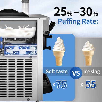 SucceBuy 22-30 L/H Soft Ice Cream Machines Commercial Tricolor Desktop Sweet Cone Freezing Equipment Vending Machine - Merit Sell