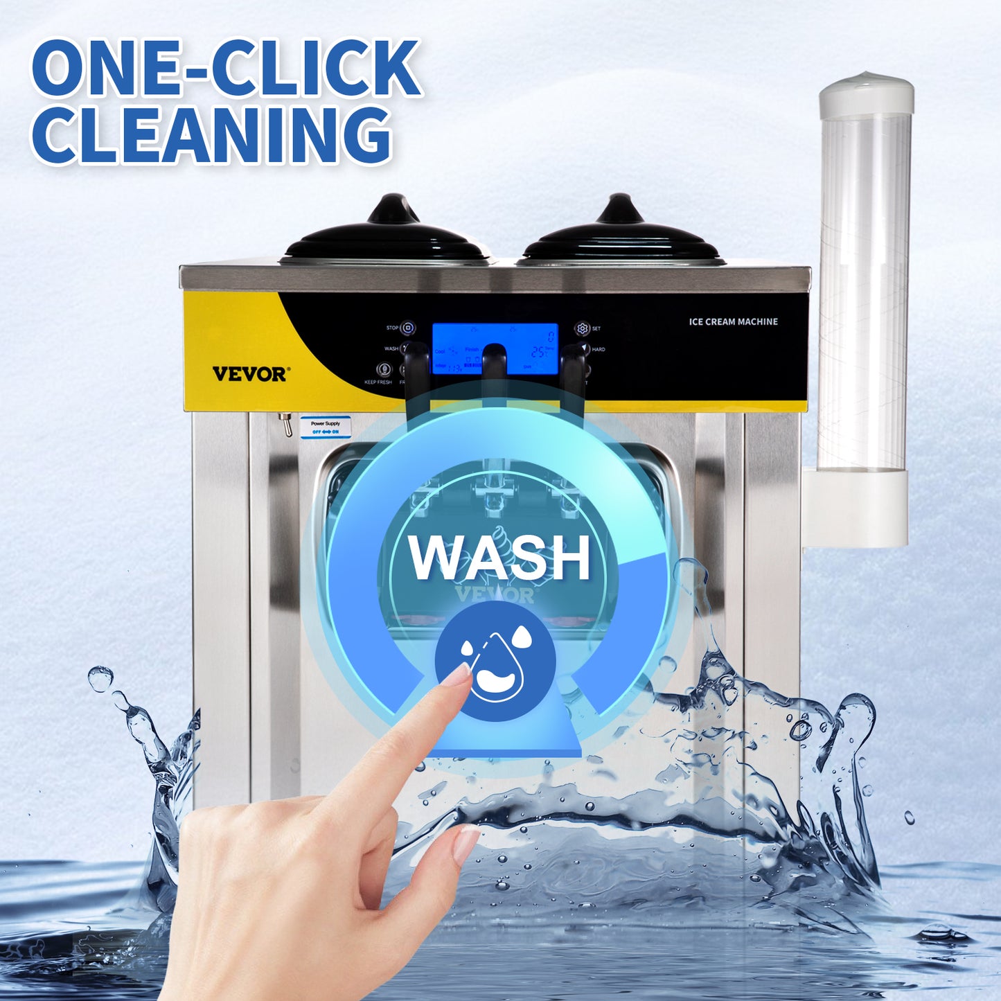 SucceBuy 22-30 L/H Soft Ice Cream Machines Commercial Tricolor Desktop Sweet Cone Freezing Equipment Vending Machine - Merit Sell