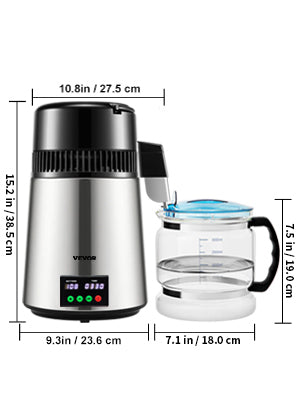 SucceBuy 4L Water Distiller Purifier Filter 1 L/H Distilling Speed Dispenser Drinking Bottle Softener Touch Screen Home Use - Merit Sell