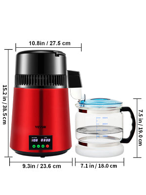 SucceBuy 4L Water Distiller Purifier Filter 1 L/H Distilling Speed Dispenser Drinking Bottle Softener Touch Screen Home Use - Merit Sell