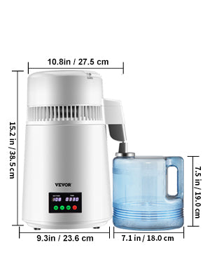 SucceBuy 4L Water Distiller Purifier Filter 1 L/H Distilling Speed Dispenser Drinking Bottle Softener Touch Screen Home Use - Merit Sell