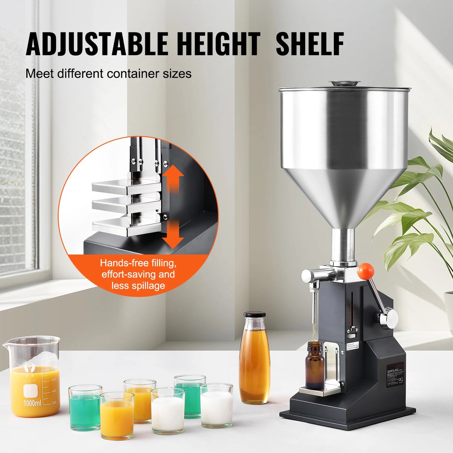 SucceBuy 5-100ml /5-50ml Manual Paste Liquid Filling Machine with Hopper Adjustable Bottle Filler for Milk Water Shampoo Honey - Merit Sell