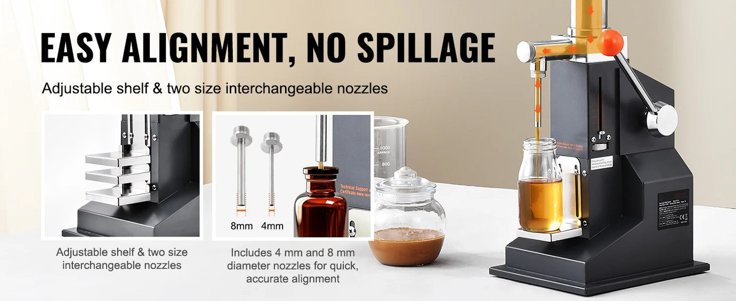 SucceBuy 5-100ml /5-50ml Manual Paste Liquid Filling Machine with Hopper Adjustable Bottle Filler for Milk Water Shampoo Honey - Merit Sell