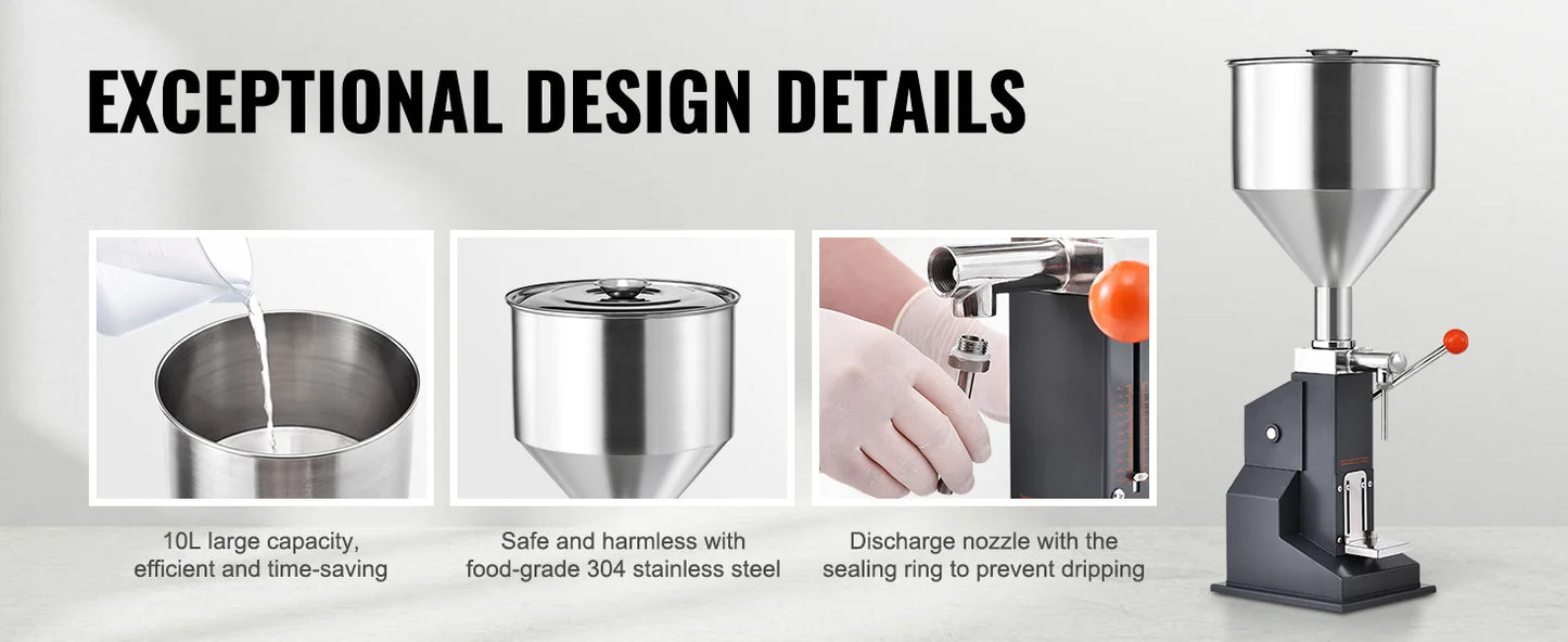 SucceBuy 5-100ml /5-50ml Manual Paste Liquid Filling Machine with Hopper Adjustable Bottle Filler for Milk Water Shampoo Honey - Merit Sell