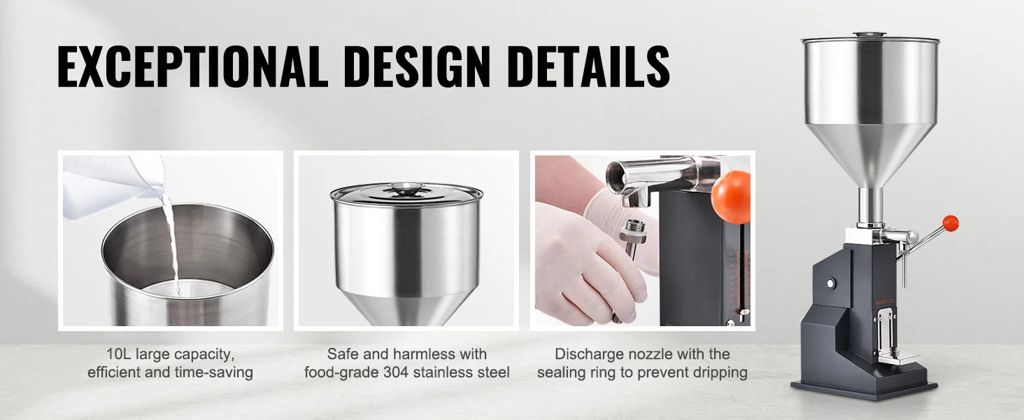 SucceBuy 5-100ml /5-50ml Manual Paste Liquid Filling Machine with Hopper Adjustable Bottle Filler for Milk Water Shampoo Honey - Merit Sell