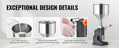 SucceBuy 5-100ml /5-50ml Manual Paste Liquid Filling Machine with Hopper Adjustable Bottle Filler for Milk Water Shampoo Honey - Merit Sell