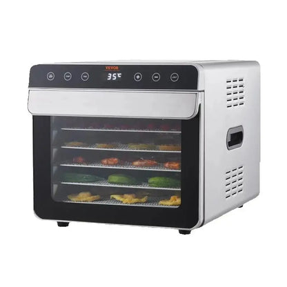 SucceBuy 6 Trays Food Dehydrator Machine 700W Stainless Steel Electric Food Dryer w/ Digital Adjustable Timer & Temperature - Merit Sell