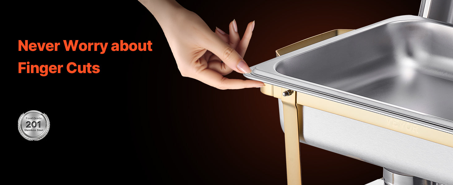 SucceBuy 8 Qt 4 Pack Chafing Dish Buffet Set Stainless Steel Chafer with 2 Full Size and 4 Half Size Pans Catering Warmer Server - Merit Sell