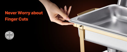 SucceBuy 8 Qt 4 Pack Chafing Dish Buffet Set Stainless Steel Chafer with 2 Full Size and 4 Half Size Pans Catering Warmer Server - Merit Sell