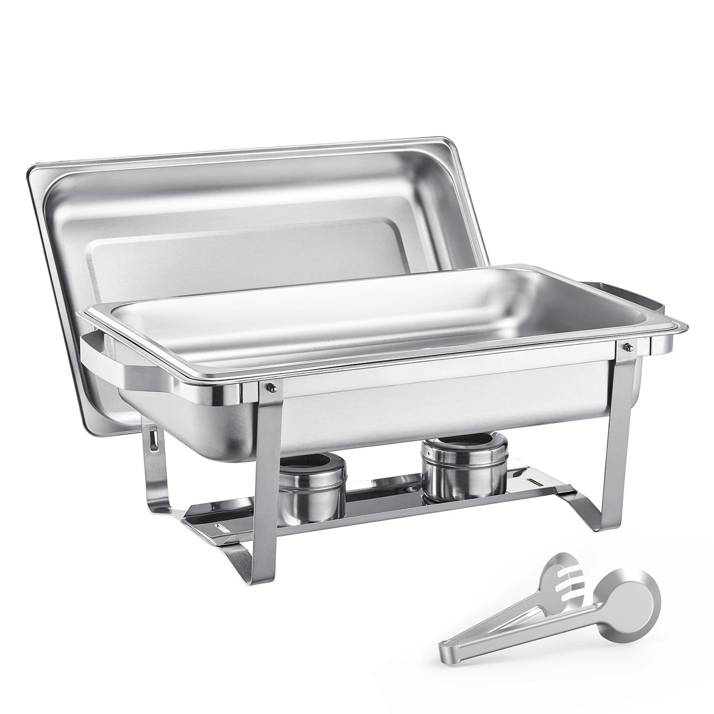 SucceBuy 8 Qt 4 Pack Chafing Dish Buffet Set Stainless Steel Chafer with 2 Full Size and 4 Half Size Pans Catering Warmer Server - Merit Sell