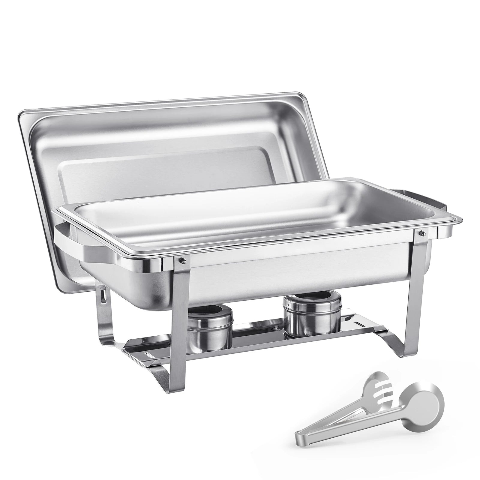 SucceBuy 8 Qt 4 Pack Chafing Dish Buffet Set Stainless Steel Chafer with 2 Full Size and 4 Half Size Pans Catering Warmer Server - Merit Sell