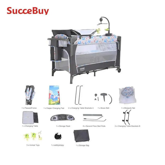 SucceBuy Baby Bassinet 77 pounds Load Capacity Easy to Fold Portable Bassinet Bedside Sleeper with Storage Basket and Wheels - Merit Sell Merit Sell