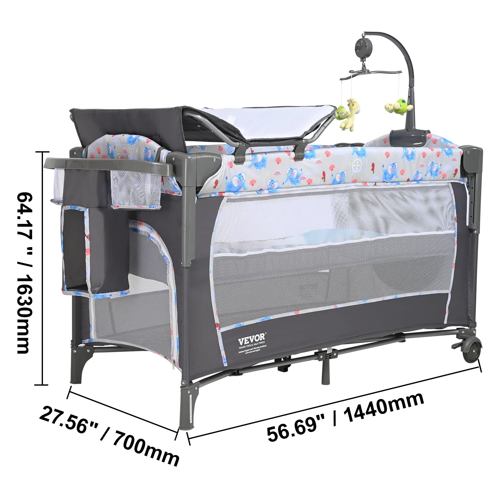 SucceBuy Baby Bassinet 77 pounds Load Capacity Easy to Fold Portable Bassinet Bedside Sleeper with Storage Basket and Wheels - Merit Sell