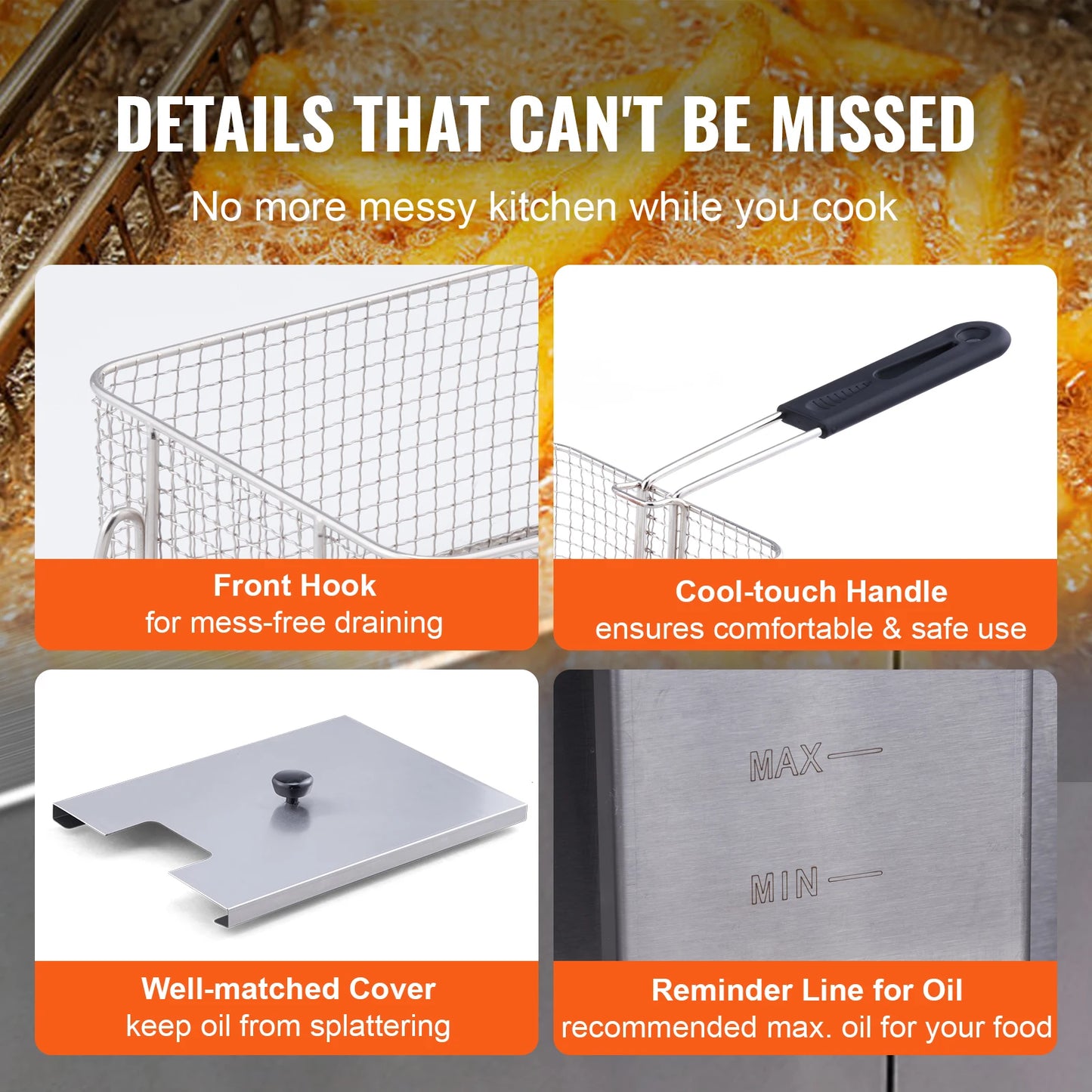 SucceBuy Electric Deep Fryer w/Dual Removable Tanks 12L 5000W Commercial Countertop Fryer for Chicken French Fries - Merit Sell