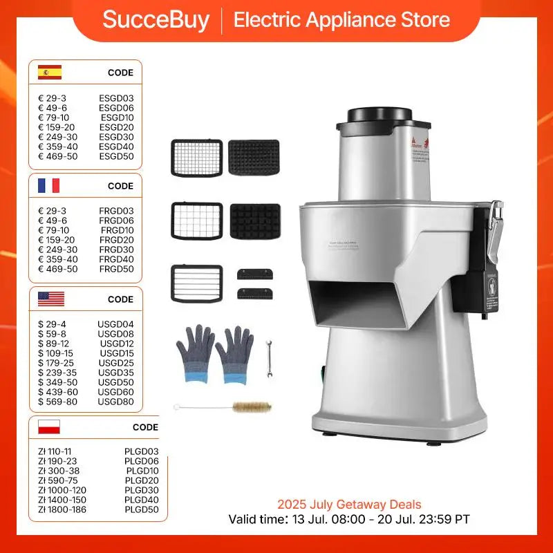 SucceBuy Electric Vegetable Slicer 4 in 1 Multifunctional Food Cutter 200W Vegetable Chopper Slicing Shredding Dicing Slitting - Merit Sell