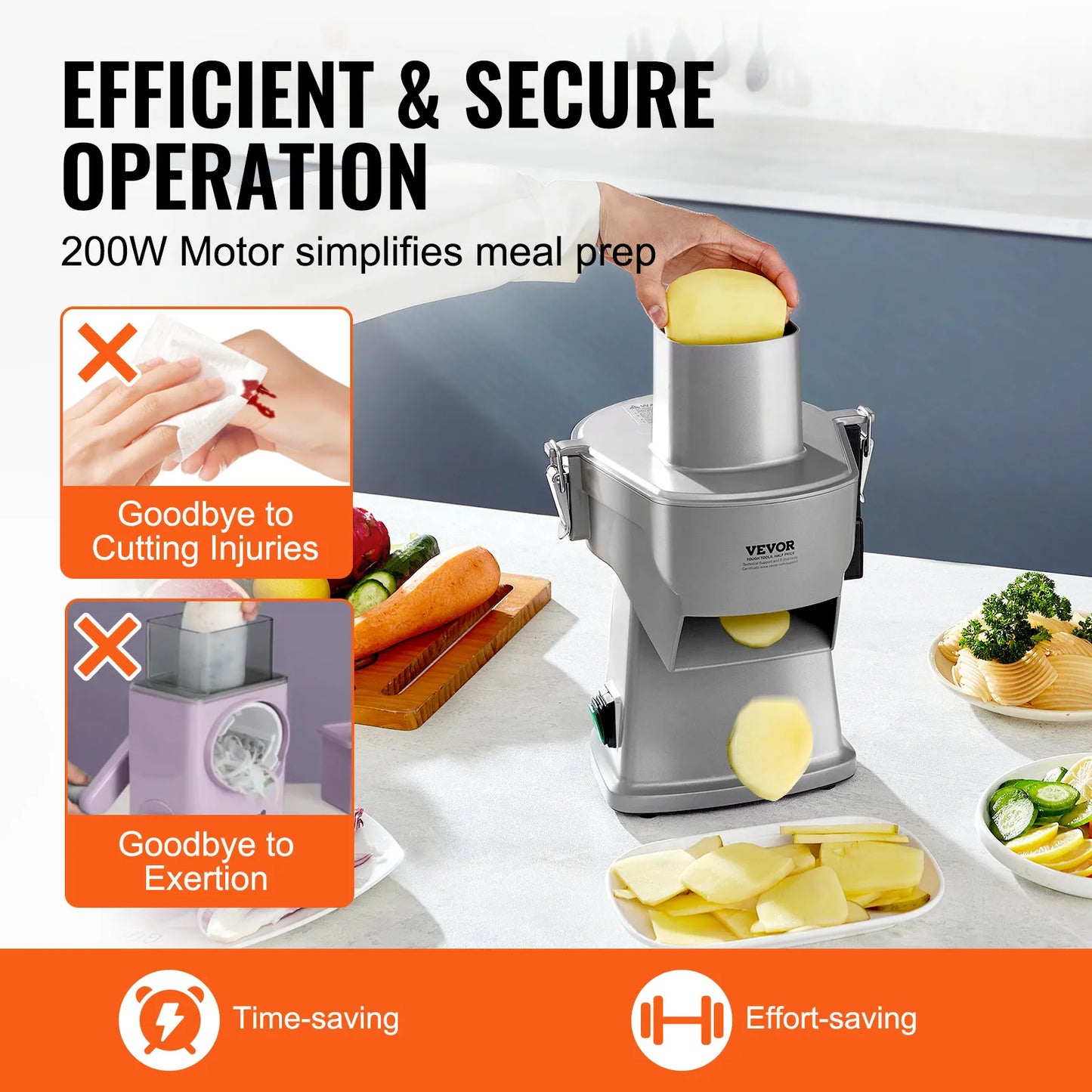 SucceBuy Electric Vegetable Slicer 4 in 1 Multifunctional Food Cutter 200W Vegetable Chopper Slicing Shredding Dicing Slitting - Merit Sell