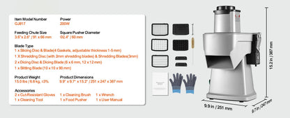 SucceBuy Electric Vegetable Slicer 4 in 1 Multifunctional Food Cutter 200W Vegetable Chopper Slicing Shredding Dicing Slitting - Merit Sell