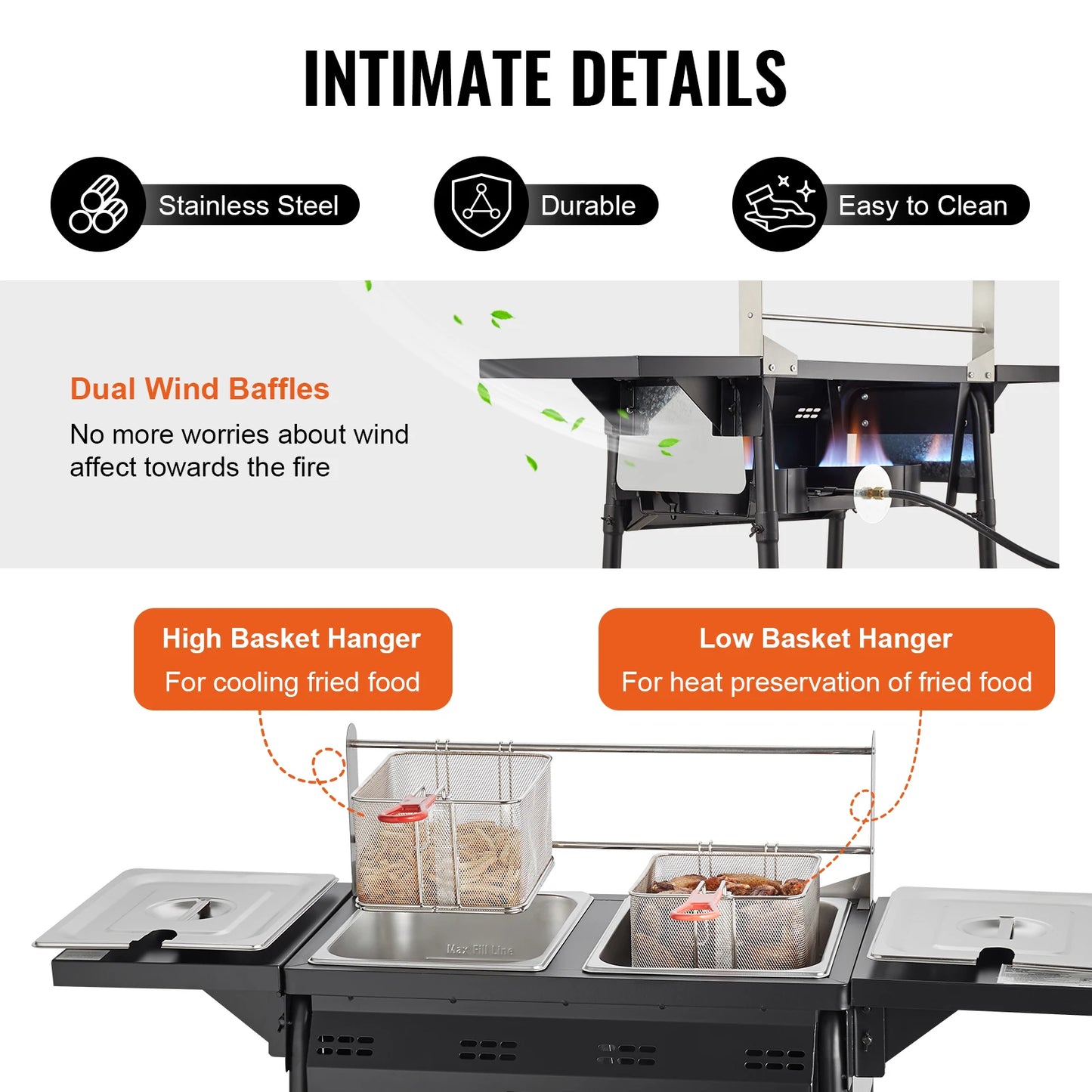 SucceBuyOutdoor Propane Deep Fryer Double Burners Commercial Fryer16Qt Stainless Steel Cooker Oil Fryer Cart For Outdoor Cooking - Merit Sell
