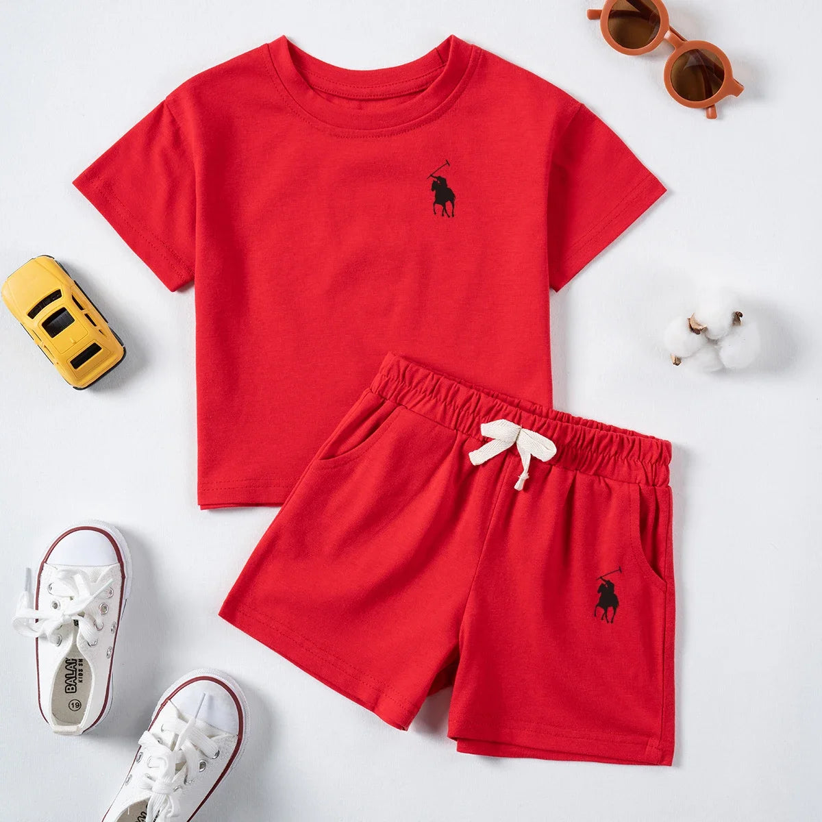 Summer Cotton Toddler 2pcs Boys Girls Printed Round Neck Top + Shorts Set Comfortable Skin-friendly Casual Clothing 2024 New - Merit Sell