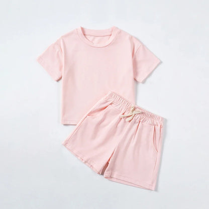 Summer Cotton Toddler 2pcs Boys Girls Printed Round Neck Top + Shorts Set Comfortable Skin-friendly Casual Clothing 2024 New - Merit Sell