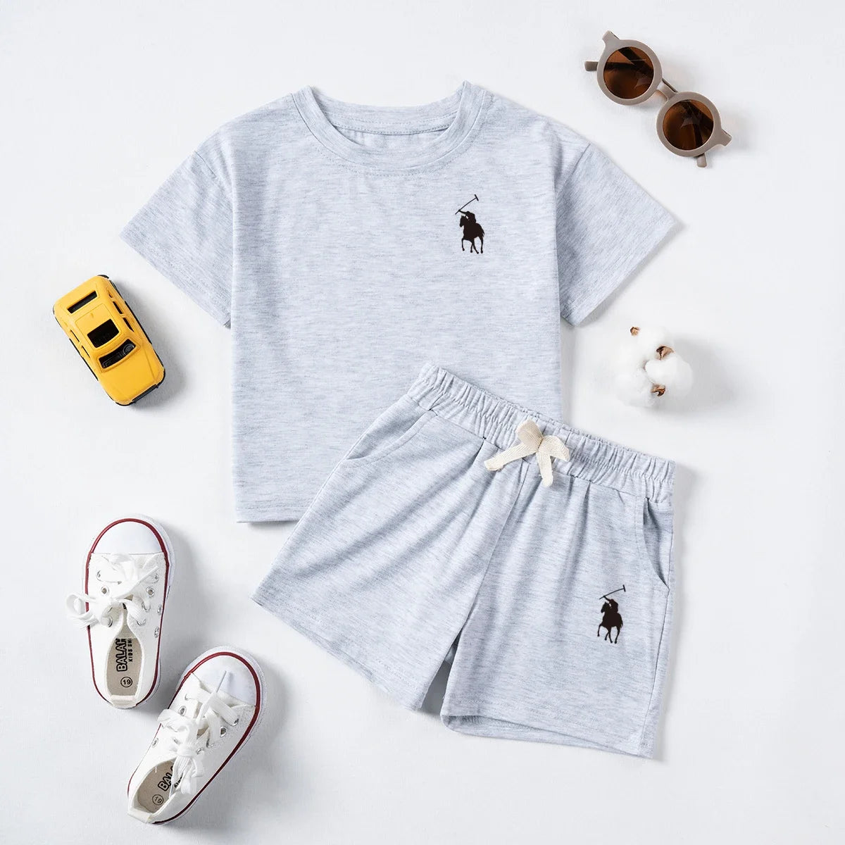 Summer Cotton Toddler 2pcs Boys Girls Printed Round Neck Top + Shorts Set Comfortable Skin-friendly Casual Clothing 2024 New - Merit Sell