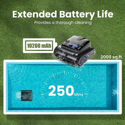 TASVAC Automatic Cordless Robotic Pool Cleaner,240 Mins Runtime,Self-Parking,for Flat Above/In-Ground Pool to 80 Feet/2000 Sq.Ft - Merit Sell